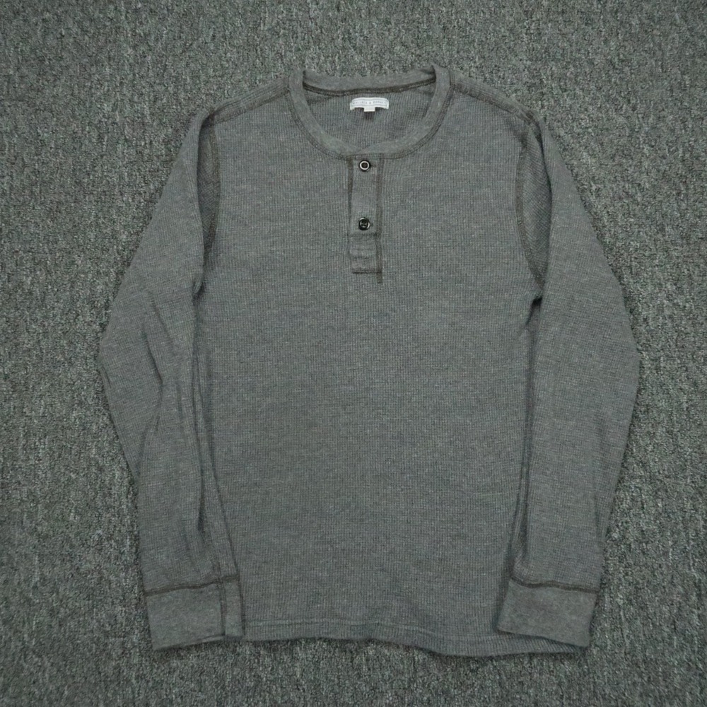 Wallace & Barnes Shirt Mens Extra Small Gray Thermal Henley Waffle‎ Knit J Crew